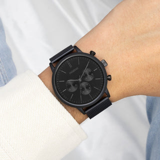 Black watch with black metal mesh bracelet - C11204 (50mm)