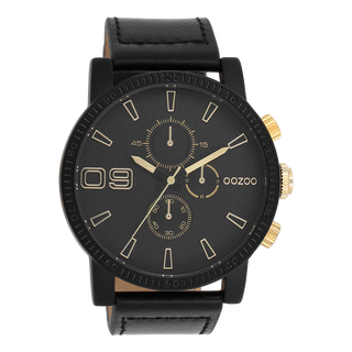 Kaufen schwarz Oozoo Uhr mit Lederarmband (48 mm)