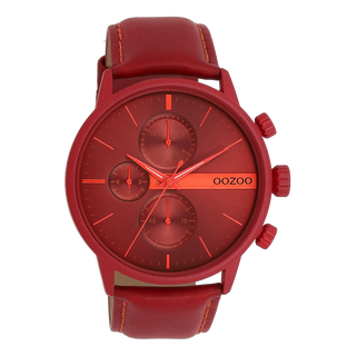 Koop red Oozoo Watch with leather strap (45mm)