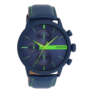 Koop blue Oozoo Watch with leather strap (45mm)
