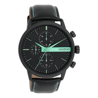 Kaufen schwarz Oozoo Uhr mit Lederarmband (45 mm)