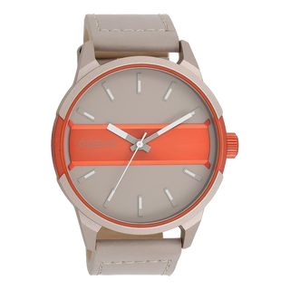 Koop gray Oozoo Watch with leather strap (48mm)