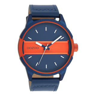 Kaufen blau Oozoo Uhr mit Lederarmband (48 mm)