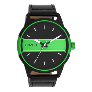 Kaufen schwarz Oozoo Uhr mit Lederarmband (48 mm)