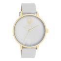 Goudkleurige OOZOO horloge met licht grijze leren band - C11240 (42mm)