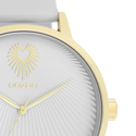 Goudkleurige OOZOO horloge met licht grijze leren band - C11240 (42mm)