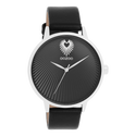 Zilverkleurige OOZOO horloge met zwarte leren band - C11241 (42mm)