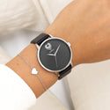 Zilverkleurige OOZOO horloge met zwarte leren band - C11241 (42mm)
