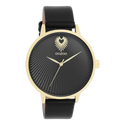 Goudkleurige OOZOO horloge met zwarte leren band - C11242 (42mm)