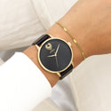 Goudkleurige OOZOO horloge met zwarte leren band - C11242 (42mm)