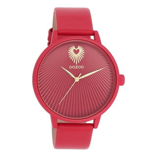 Viva magenta OOZOO horloge met leren band - C11247 (42mm)