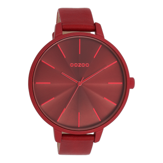 Kopen rood Oozoo dames Horloge met leren band (48mm)