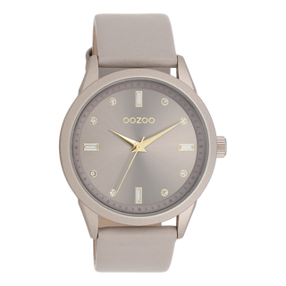 OOZOO - Taupe horloge met leren band - C11287