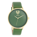 Goudkleurige OOZOO horloge met groene leren band - C11344 (42mm)