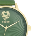 Goudkleurige OOZOO horloge met groene leren band - C11344 (42mm)