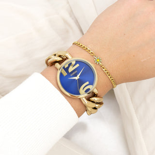 Goudkleurige OOZOO horloge met grove schakelarmband - C11351