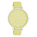 Zilverkleurige OOZOO horloge met limoen groene leren band - C11360 (42mm)