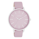 Zilverkleurige OOZOO horloge met lila leren band - C11361 (42mm)