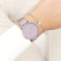 Zilverkleurige OOZOO horloge met lila leren band - C11361 (42mm)