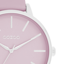 Zilverkleurige OOZOO horloge met lila leren band - C11361 (42mm)