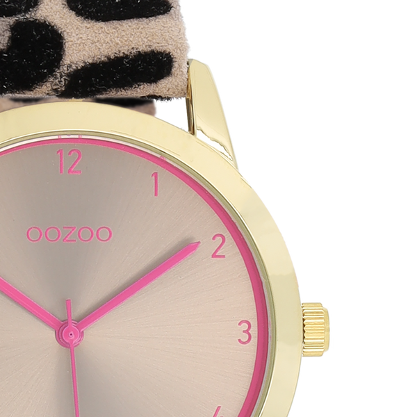 Goudkleurige OOZOO horloge met leren band - C11374