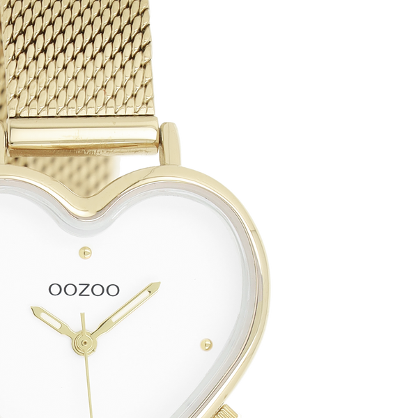 Goudkleurige OOZOO horloge met metalen mesh armband - C11415 (28mm)