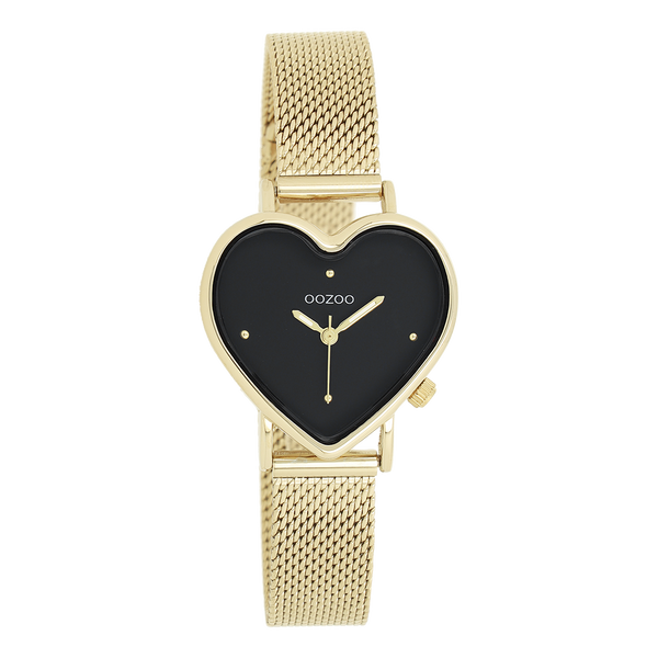 Goudkleurige OOZOO horloge met metalen mesh armband - C11417 (28mm)