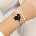 Goudkleurige OOZOO horloge met metalen mesh armband - C11417 (28mm)