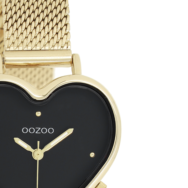 Goudkleurige OOZOO horloge met metalen mesh armband - C11417 (28mm)