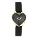 Goudkleurige OOZOO horloge met zwarte leren band - C11452 (28mm)