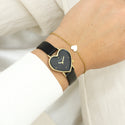 Goudkleurige OOZOO horloge met zwarte leren band - C11452 (28mm)