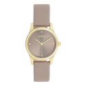 Goudkleurige OOZOO horloge met taupe leren band - C11625 (28mm)