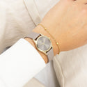 Goudkleurige OOZOO horloge met taupe leren band - C11625 (28mm)