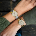 Goudkleurige OOZOO horloge met taupe leren band - C11625 (28mm)
