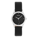 Zilverkleurige OOZOO horloge met zwarte leren band - C11628 (28mm)