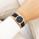 Zilverkleurige OOZOO horloge met zwarte leren band - C11628 (28mm)