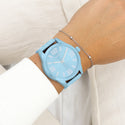 Licht blauwe OOZOO horloge met licht blauwe leren band - C11653 (46mm)