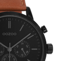 Zwarte OOZOO horloge met bruine leren band - C11708 (42mm)