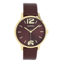Goudkleurige OOZOO horloge met bordeaux leren band - C11728 (40mm)