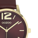 Goudkleurige OOZOO horloge met bordeaux leren band - C11728 (40mm)