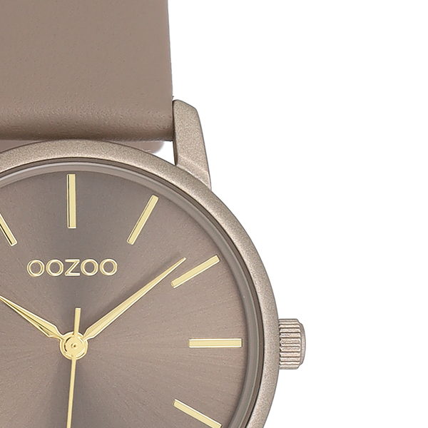 Taupe OOZOO horloge met leren band - C11730 (32mm)