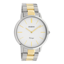 Silver coloured watch with silver/gold coloured stainless steel bracelet - C20101