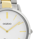 Silver coloured watch with silver/gold coloured stainless steel bracelet - C20101