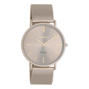 OOZOO Dames Taupe horloge met taupe metalen mesh armband C20336 (40mm)