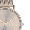 OOZOO Dames Taupe horloge met taupe metalen mesh armband C20336 (40mm)