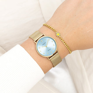 Goudkleurige OOZOO horloge met metalen mesh armband - C20348 (32mm)