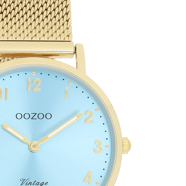 Goudkleurige OOZOO horloge met metalen mesh armband - C20348 (32mm)