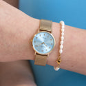 Goudkleurige OOZOO horloge met metalen mesh armband - C20348 (32mm)