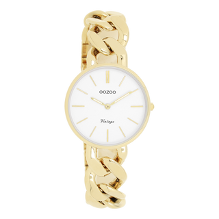 Kopen goud-wit OOZOO dames horloge met grove schakelarmband (32mm)
