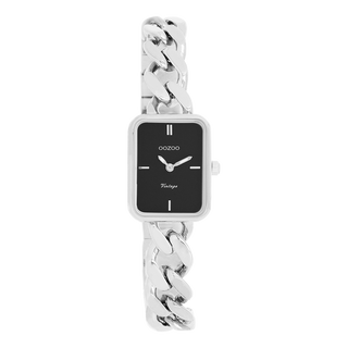 Kopen zilver-zwart OOZOO dames horloge met grove schakelarmband (26mm)